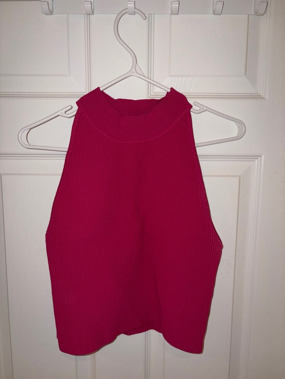 Babaton Ribbed Mock Neck Tank - Hot Pink